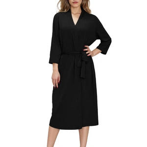 Long Sleeve Ladies Sleep Robe Bamboo Viscose Women's Pajama Robe Cozy Breathable Nightgown