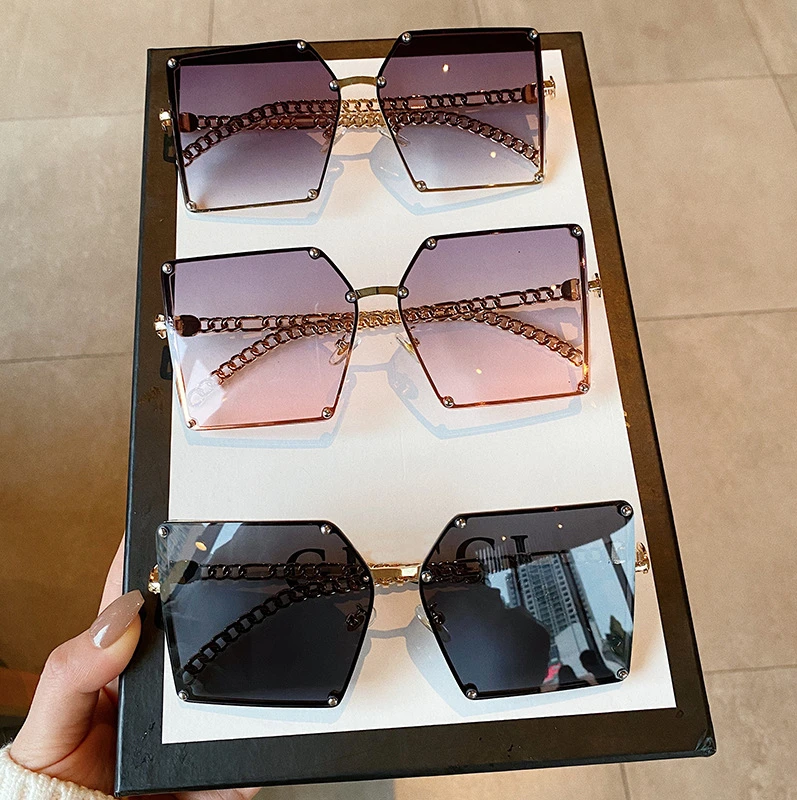 2022 Women Square Newly Arrival Rimless Designer ladies Sunglasses