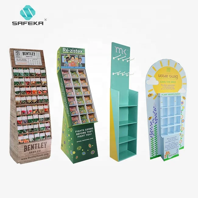Cardboard Seed Packet Display Racks Floor Style Display Stand for Shelf Usage Eco Recycle Display Modules