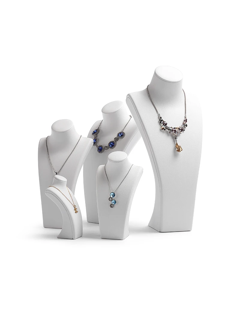 Wholesale Custom Solid Wood Jewelry Necklace Display Pu Leather