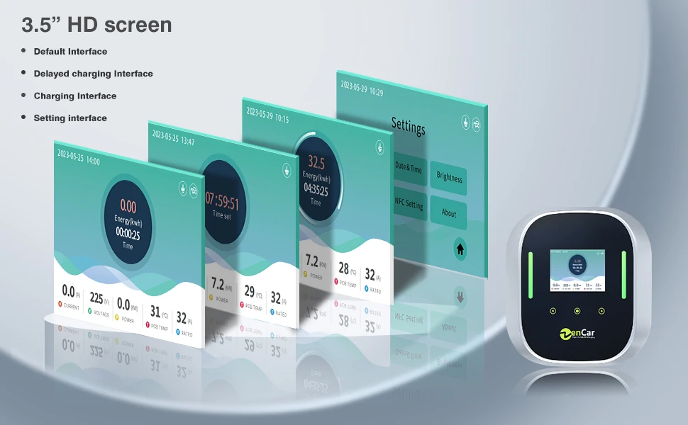 Zencar 16a Wallbox 11kw Ev Charging Station Type 2 With Type B Rcd Wall ...