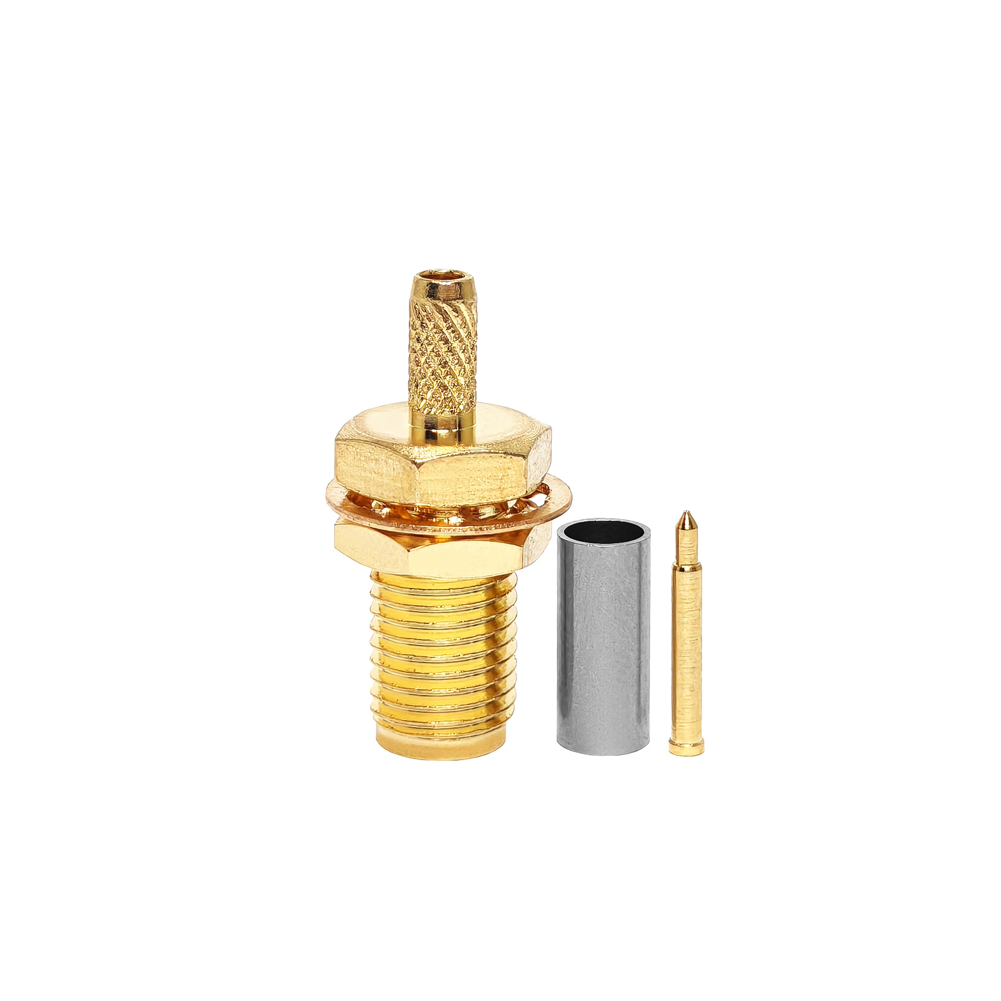 Crimp RP SMA Female Bulkhead RF Connector Fits RG316/174/WTR100 Coax Cable
