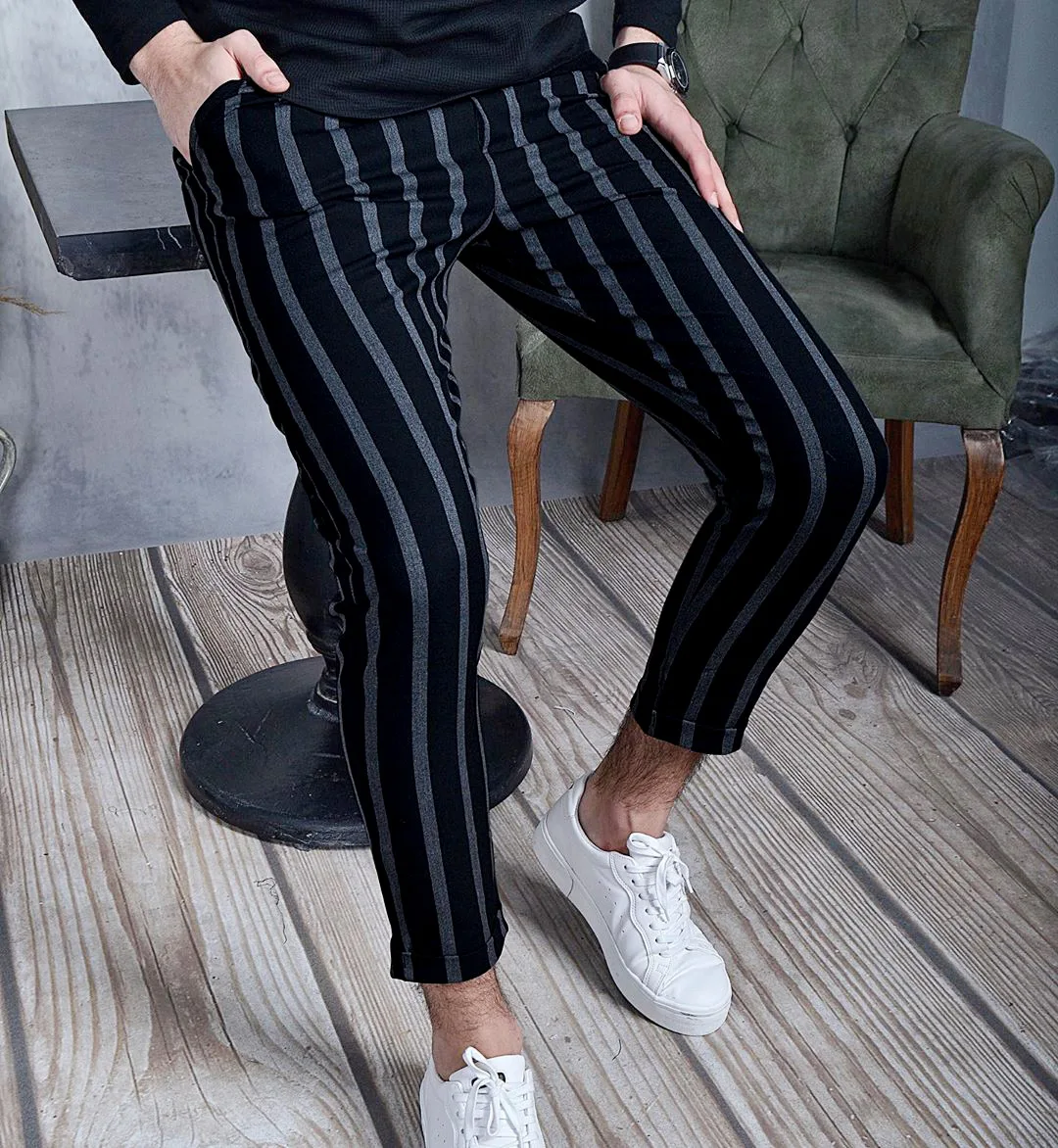 Custom Multi-color Vertical Striped Dress Pants Slim Fit Pencil