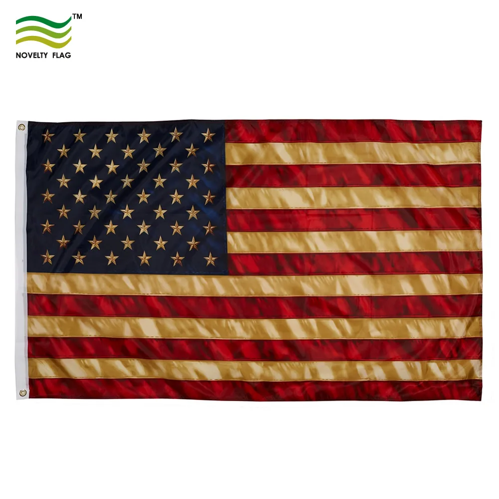 Bandera Americana 3x5 Pies Resistente - Nailon Bordado Con Estrellas - Ideal Para Exteriores