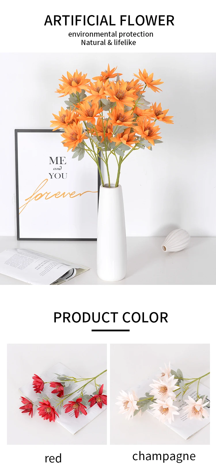 Wholesale Artificial Silk Flowers 6 Heads Asters For Wedding Party