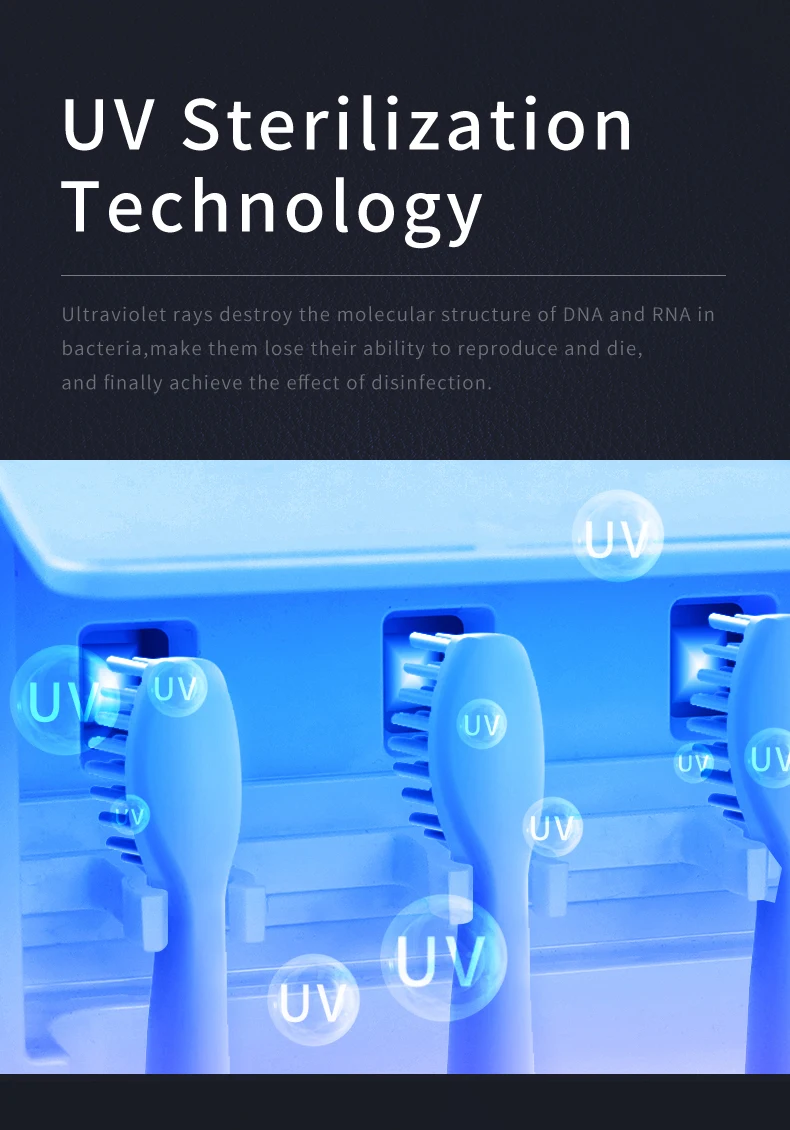 2024 лучший новый OEM/ODM индивидуальная торговая марка USB зарядка ультразвуковая вибрационная светодиодная зубная щетка Ультрафиолетовый стерилизатор для семьи