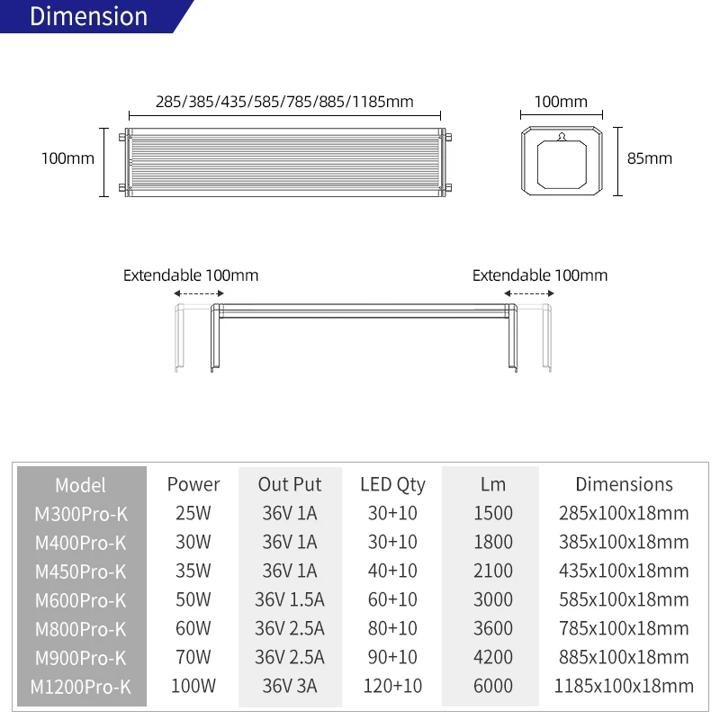 WEEK AQUA M300pro 25W LED Grow Light - Full Spectrum