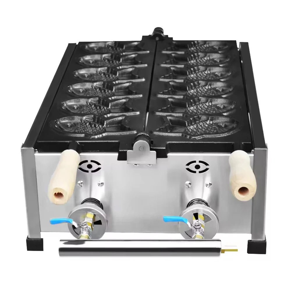 XEOLEO業務用6グリッド魚型ワッフルメーカーLPGガスたい焼きワッフル