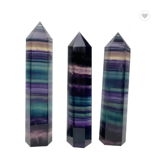 Wholesale！！Natural Colorful Fluorite Quartz Crystal Wand Point Healing 