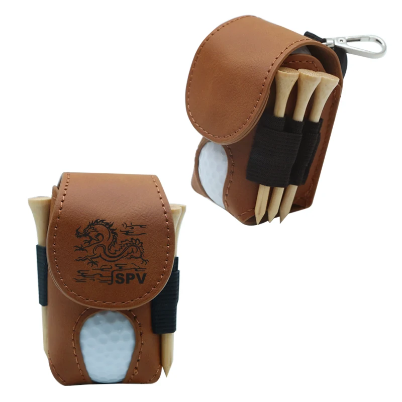 Laserable Leatherette Golf Ball Holder with Tees for Father's Day and Thanksgiving