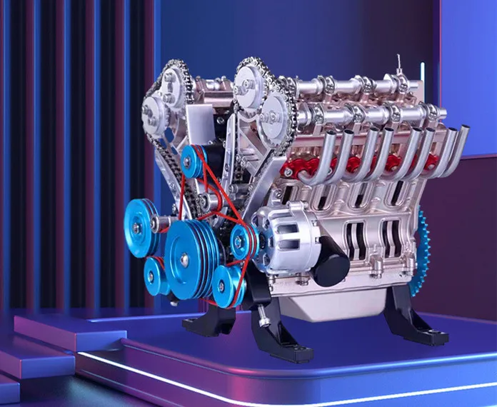 Teching V8 Engine Metal Model Kit - 500+pcs Miniature Engine Kit