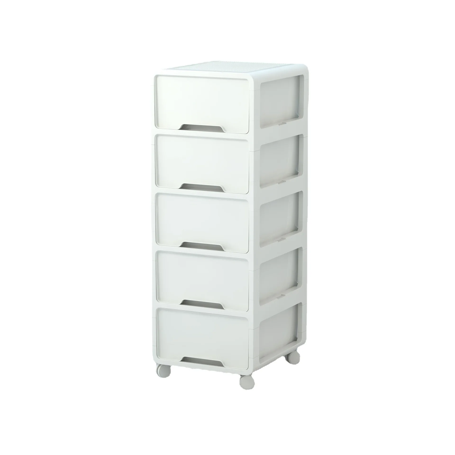 4 Layer Drawer Plastic Storage With Wheels For Living Room