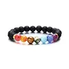 Oro - distanziatore - bracciale arcobaleno in pietra vulcanica