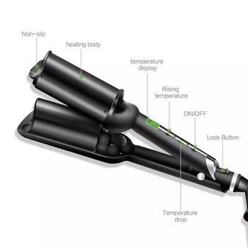 Hot tools ceramic tourmaline deep Waver wave hair styler Pro Triple Barrel curling iron Alibaba