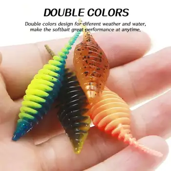 CHEERY 10pcs/bag 50mm 1.6g Double Color PVC Soft Worm Bait Artificial Plastic Fishing Lure for Lake Bass Catfish Bream Target – Soft Lure – view 3