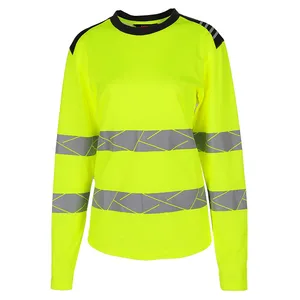 Construction T Shirts Long Sleeve Workwear Hi Vis Fabric Reflective Clothing Man Workwear Shirt