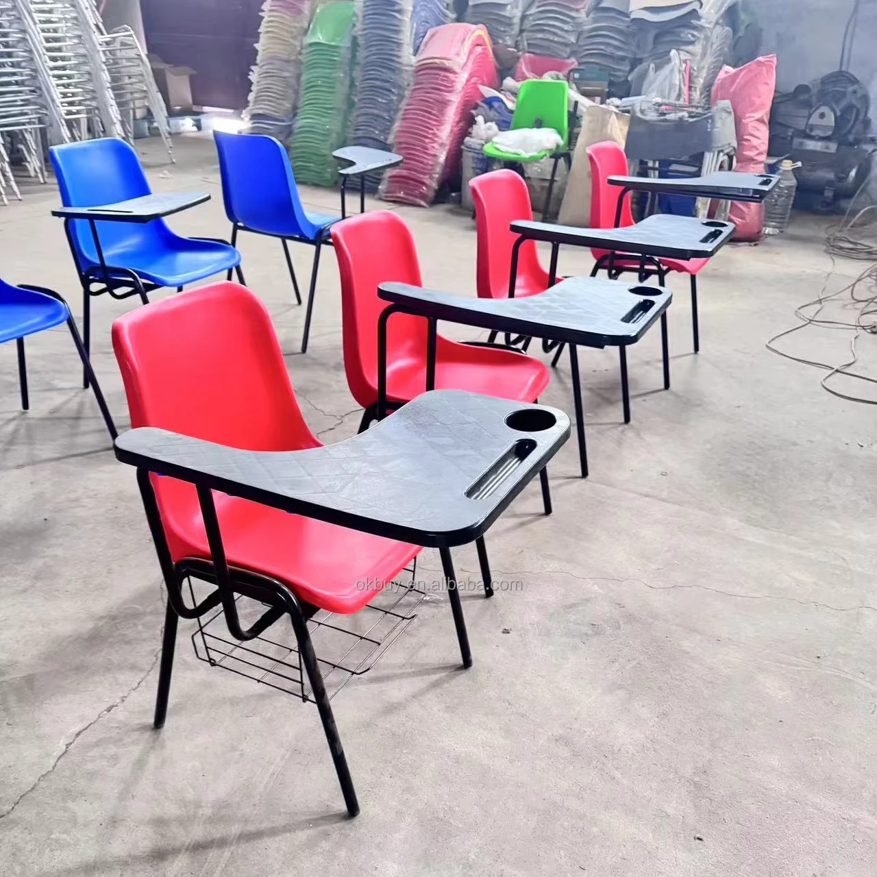 Stackable Plastic Chairs with Iron Legs Modern School Furniture