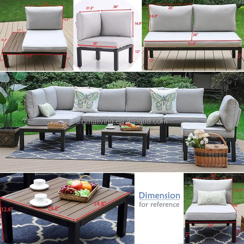 Hot sale garden sofa set  outdoor furniture sofa aluminum patio sofa set with cushion