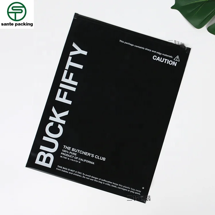 Sante Custom CMYK Printing Black Matte Waterproof EVA Swimsuits Packaging Zipper Locking Bags