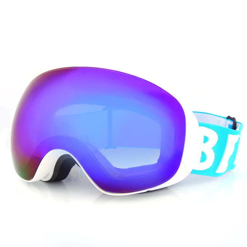 BE NICE Adult Magnet Ski Goggles Dual Layer Lens Anti-fog Laser Custom Strap 5900