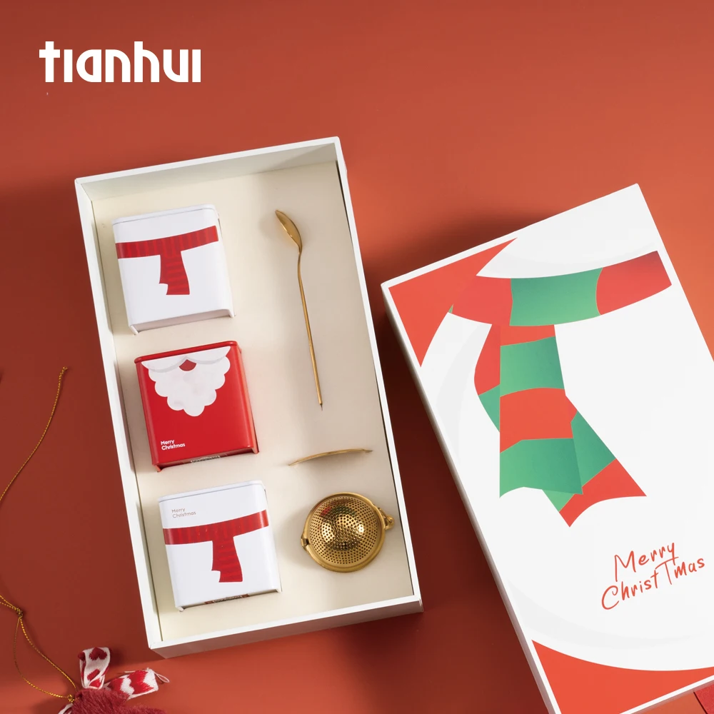 Tianhui – boîte vide personnalisée de noël, coffret cadeau de thé, boîte d'emballage en carton rigide en papier blanc de qualité supérieure