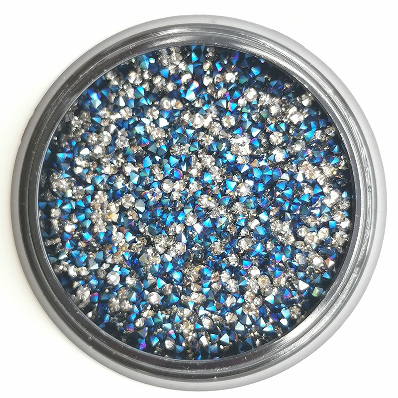 HZRcare Bulk Wholesale High Quality Micro Small Pixie Jars Point Bback Non Hot Fix Glass Nail Stones Crystal Rhinestones.jpg