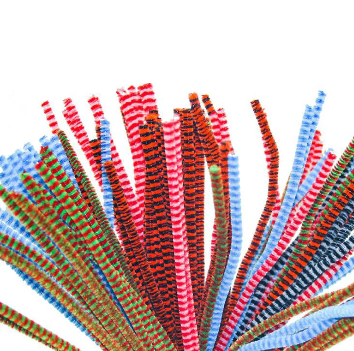 Chenille Stems 100 Pcs Striped Pipe Cleaners for Arts and Crafts,10 Colors