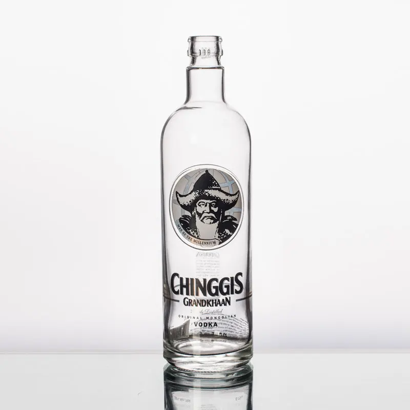 Clear Round Brilliant Mongolia Vodka Bottle 750ml - Premium Flint