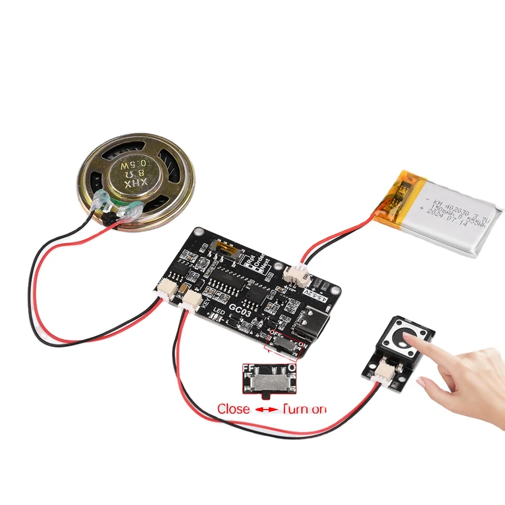 Recordable Sound Module 8M MP3 Button Control Music Voice Player Programmable Board with Speaker for DIY Greeting Card Gift