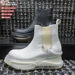 Fashion Men's Women's Casual Shoes Chain Design Inverted Triangle Crystal Base Beef Tendon Outsole Black Solid