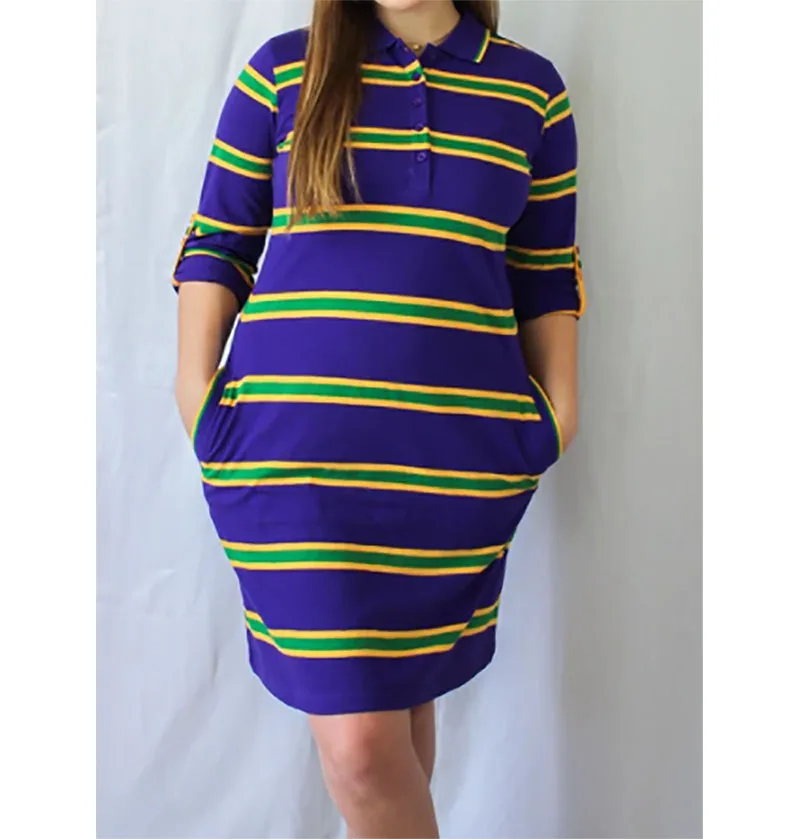 Mardi Gras Polo Shirts Women Dress 