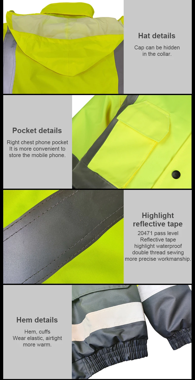 Wholesale Custom Waterproof High Visibility Long Sleeve Night Work Cotton Jacket Men Winter Reflecti