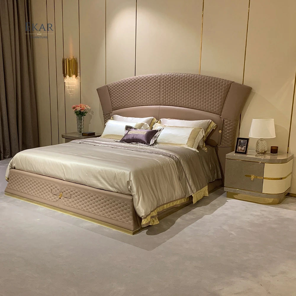 product gold brushed metal lacquer bed   luxury bedroom furniture with a golden touch-64