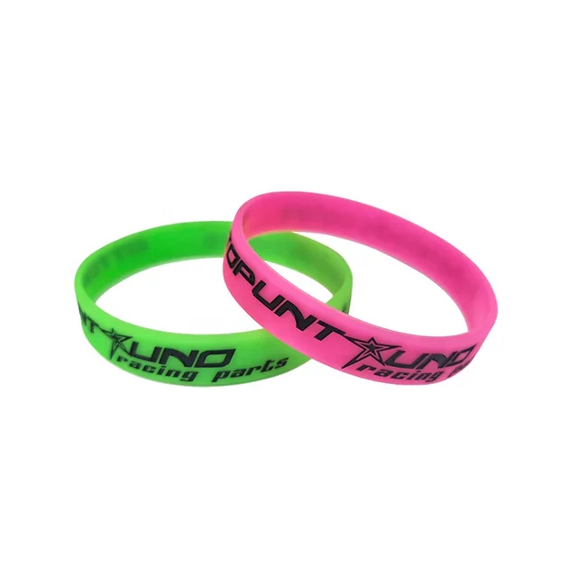 Eco-friendly professional custom debossed logo rubber bracelet