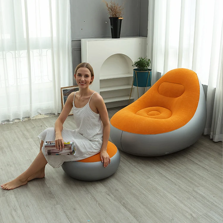 Blow up Modern Lazy Chair Sofa Inflatable Chair with Ottoman