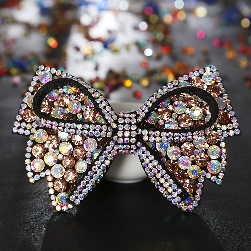 HX-322 с украшением в виде кристаллов; Ботильоны форма заколки для волос с разноцветными стразами заколка для волос заколки стиль, экокожа (полиуретан), с цветочным принтом женские аксессуары для волос для девочек