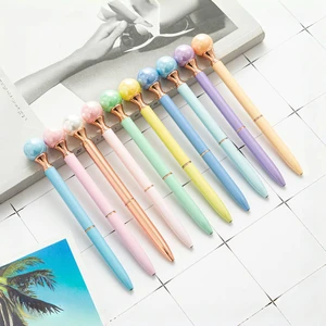 Custom Logo Business Aluminum Body Ballpoint Pen Twist Pearl Design 1.0mm Writing Novelty Promotional School Office Supplies