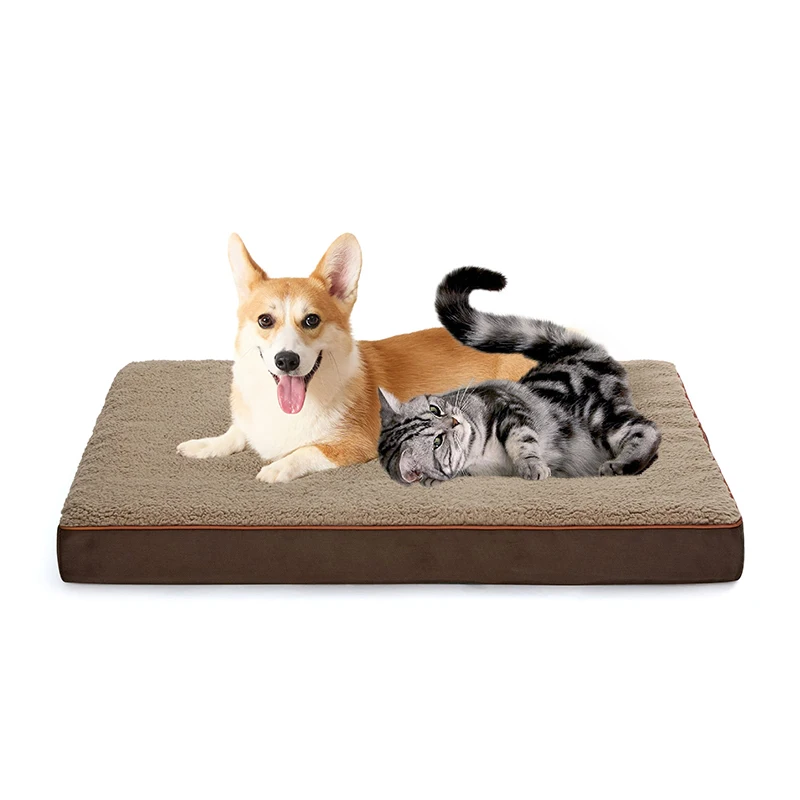 Cama para perros square durable non-slip washable luxury memory foam orthopedic cat dog cushion pet cage bed for large dogs