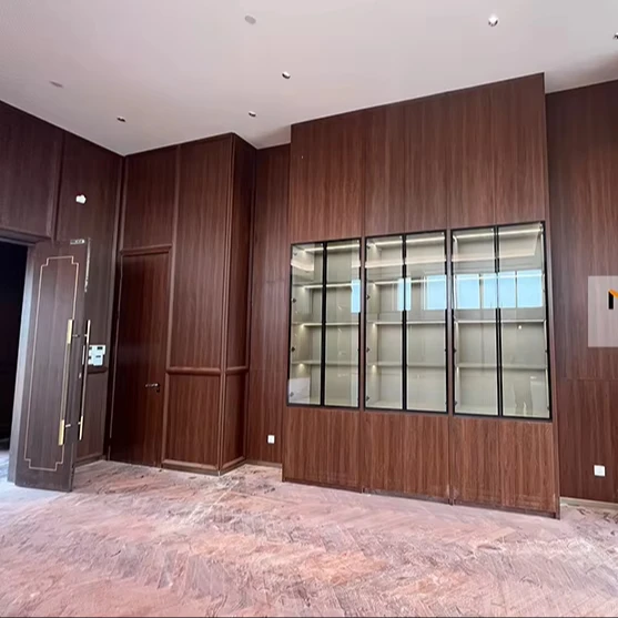 Melinco Farmhouse Living Room TV Cabinet Color Matched Feature Wall Interior Doors Cohesive Look Eco-Friendly Custom