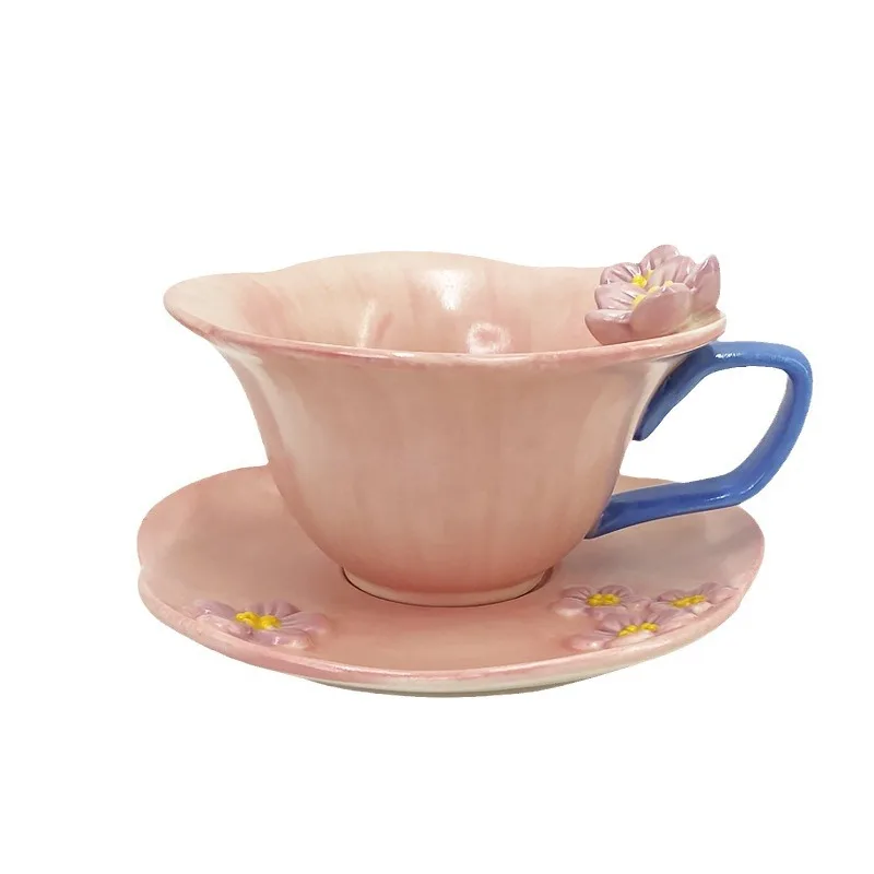 Modern INS Style Ceramic Coffee Cup Saucer Girly Heart Hand