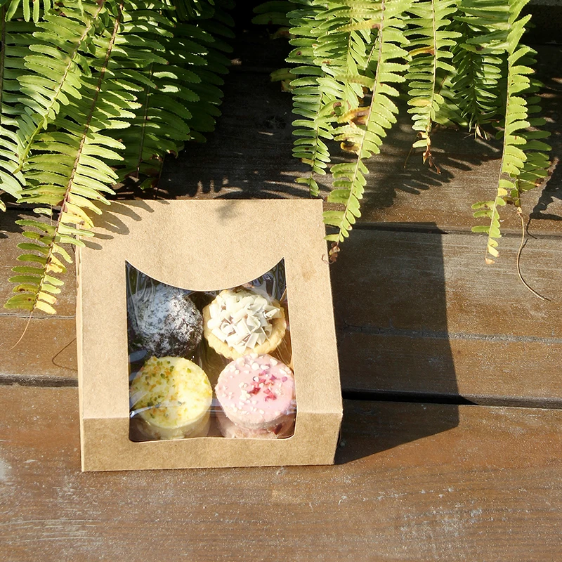 Wholesale Custom Logo Print Food Grade Paper Packing Window Container Cake Dessert Pastry Box for Bakery Packaging factory