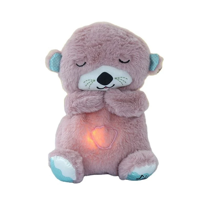High Quality Baby Sound Machine Soothe Snuggle Otter Music Rhythmic Breathing Motion Musical Plush Toy for Newborns