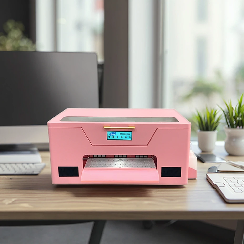 A3 DTF Inkjet Printer XP600 Head Roll-to-Roll T-Shirt Printing Machine DIY Pink DTF Sets for Heat Transfer Clothes Printing