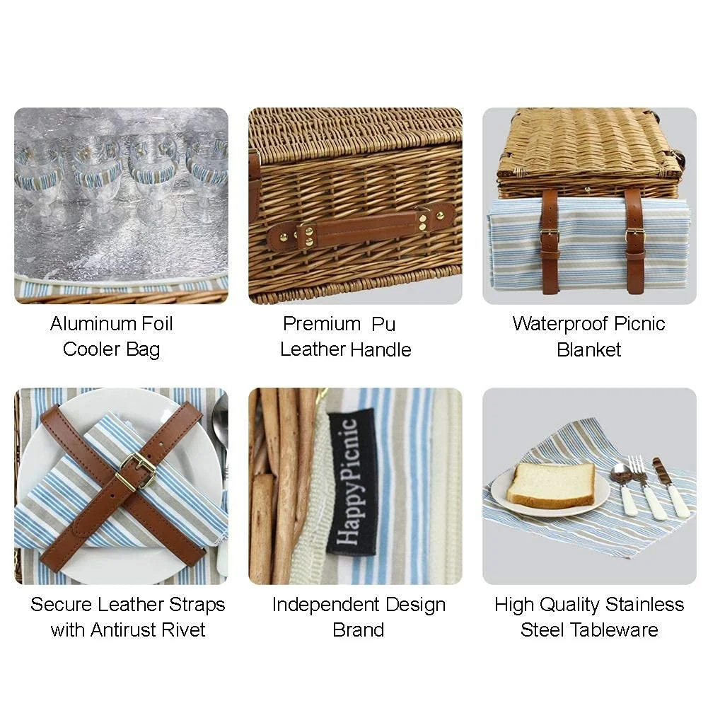 Wholesale Wicker Picnic Basket Set For 4 People Large Wicker Basket