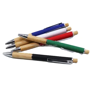 Eco Friendly Ballpoint Pen for Bamboo Body Metal Pen with Custom Laser Logo Low MOQ Advertising Pen