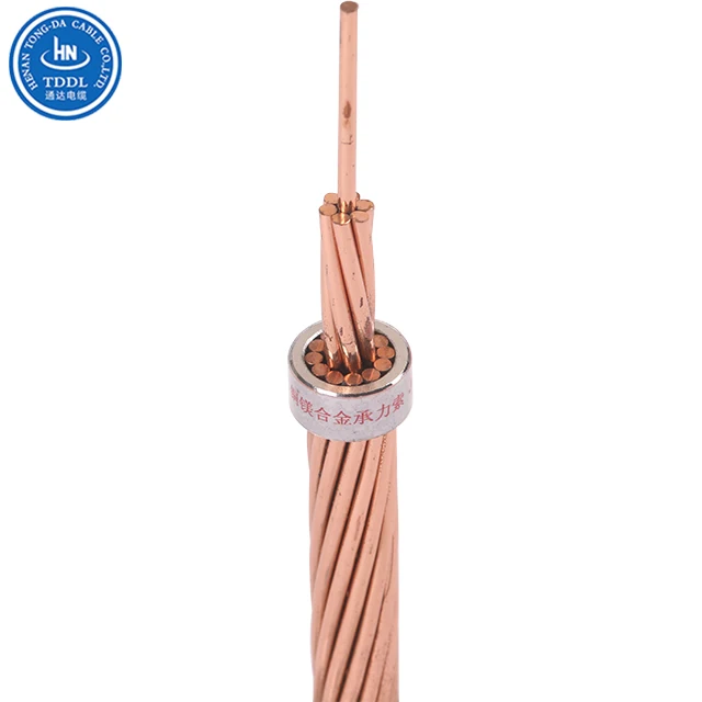 TDDL Bare Copper Conductor Overhead  Cable with Stranded Steel Wire for Catenary Wire