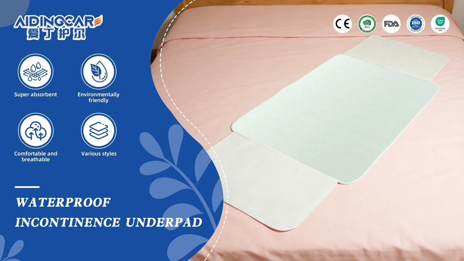 Wholesale Waterproof Incontinence Bed Pads Soft 4-Layer Washable and R - product detail 1