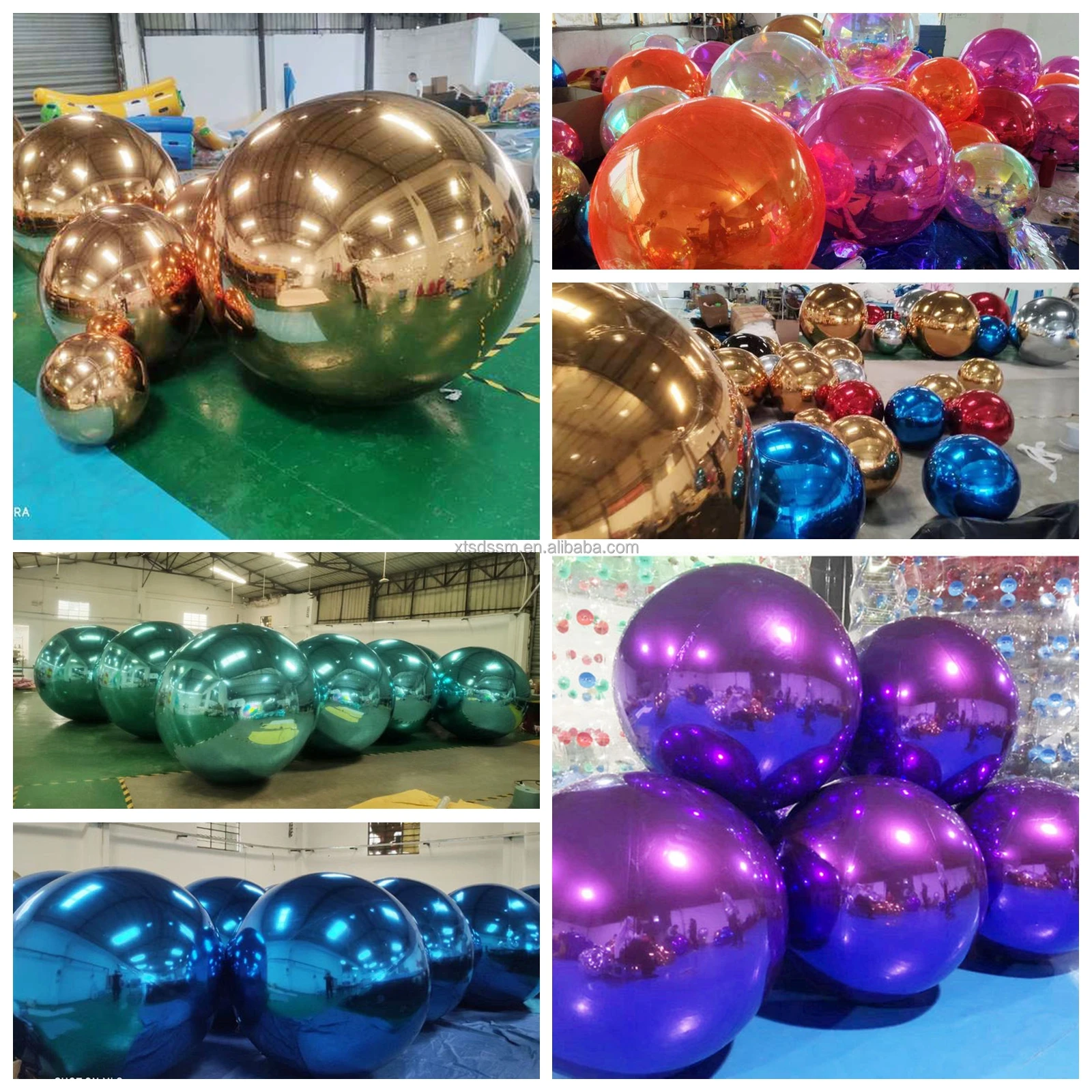 Custom Giant Gold Mirror Sphere Decorative Large Pvc Inflatable Silver