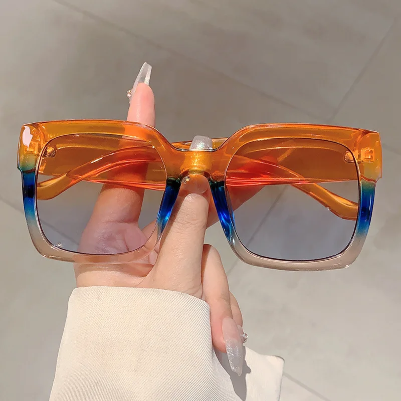 Stylish Rainbow Color Square Modern Sunglasses for Men 2024 display picture 3