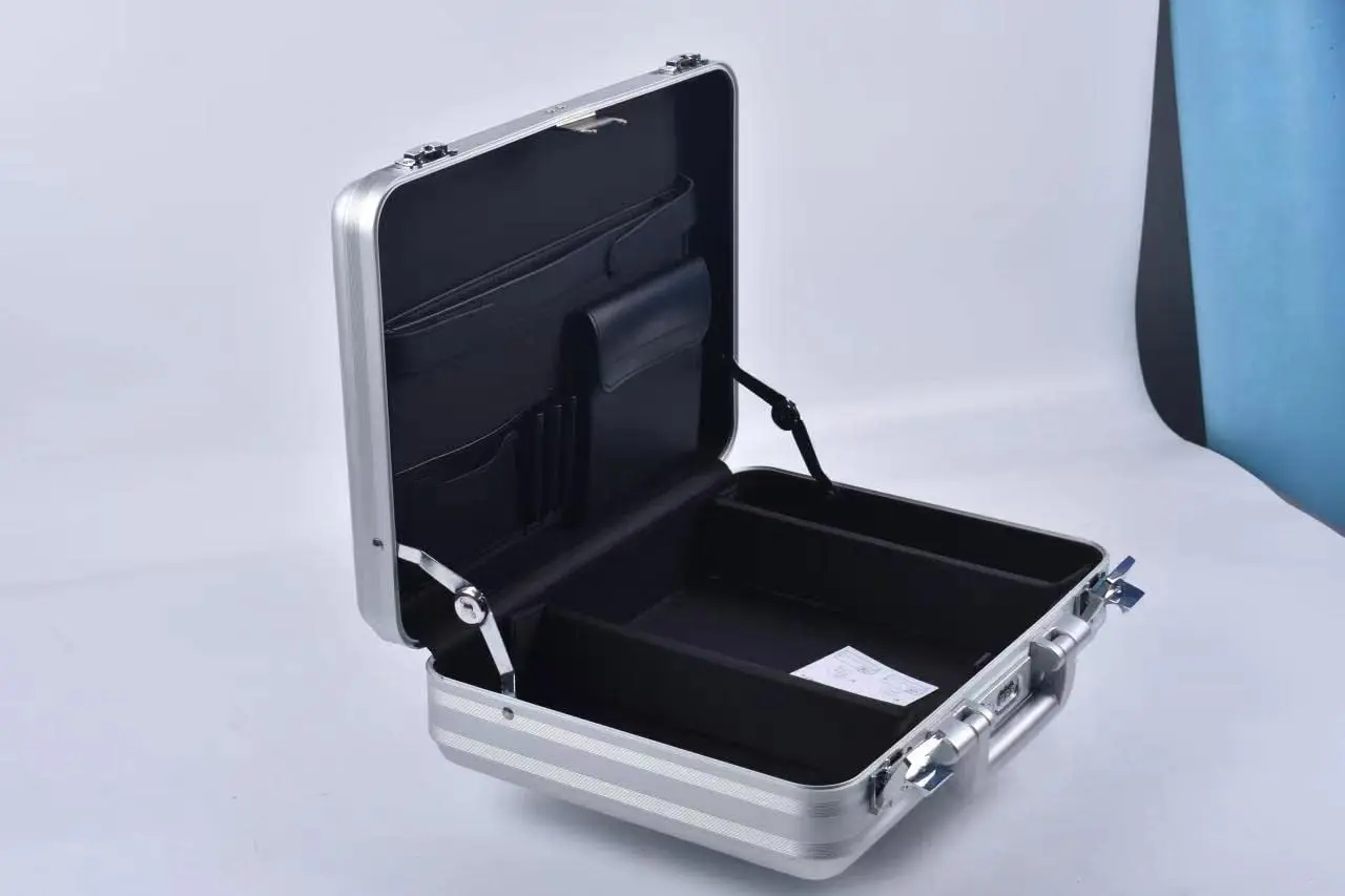 Metal Briefcase Attache Aluminum Toolbox Hard Carry Cash Case Notebook Briefcase Toolkit with Sponge